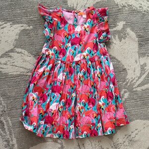 Vibrant Flamingo Print Kids Dress